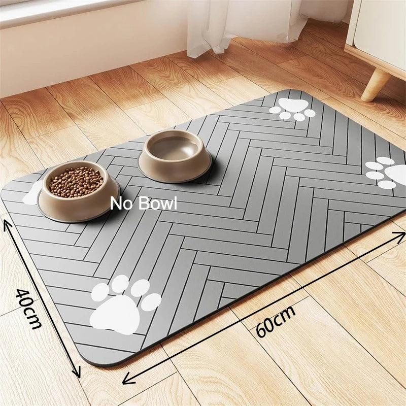 Pet Feeding Mat Water Absorbing Silicone Pet Placemat for Cats Dogs Quick-dry Non-Slip Puppy Feeder Tray Water Cushion Placemat