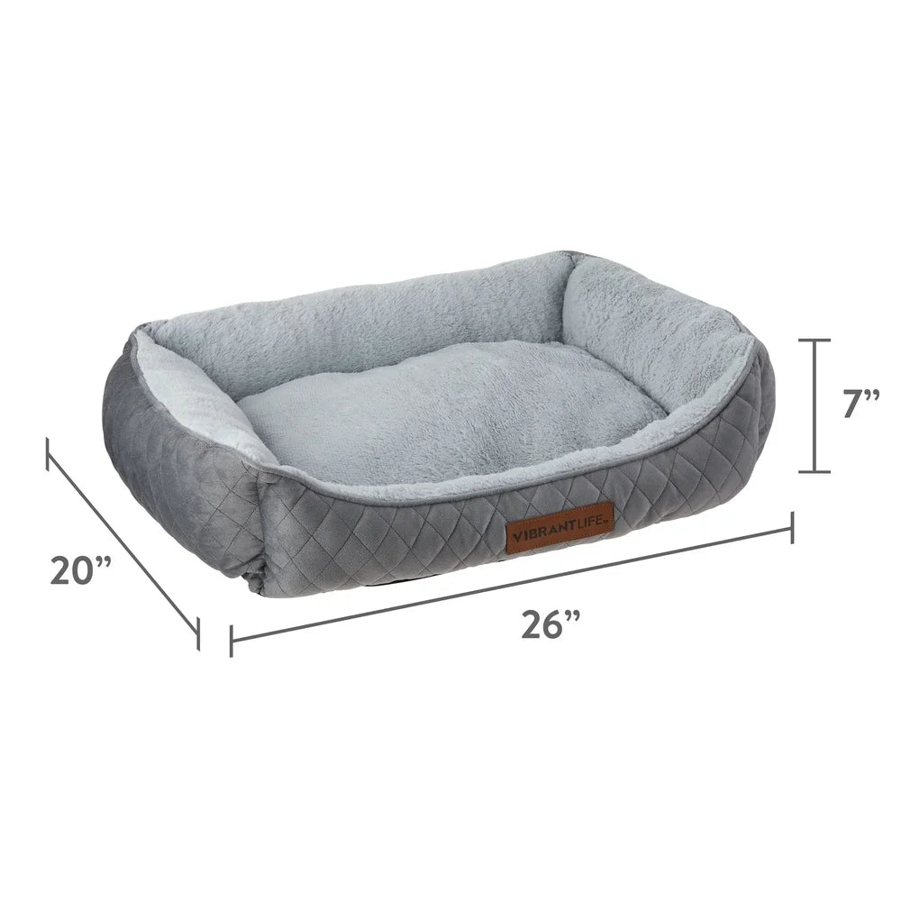 Quilted Cuddler Pet Bed Medium Dogs Cats Soft Plush Bolstered Walls Cozy Support Machine Washable Stylish Design