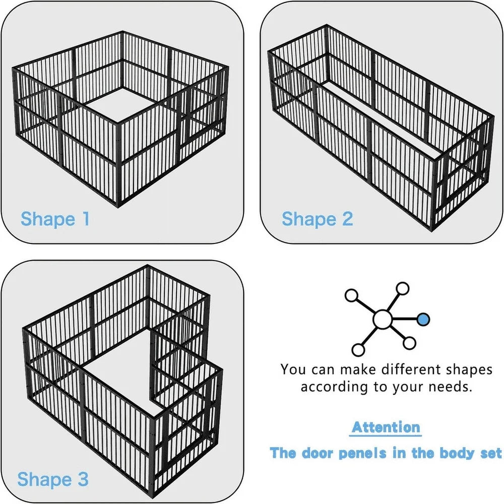 Heavy-Duty Pet Playpen Expandable Dog Fence Indoor Outdoor Use Foldable Easy Assembly with Step Door Small Medium Pets
