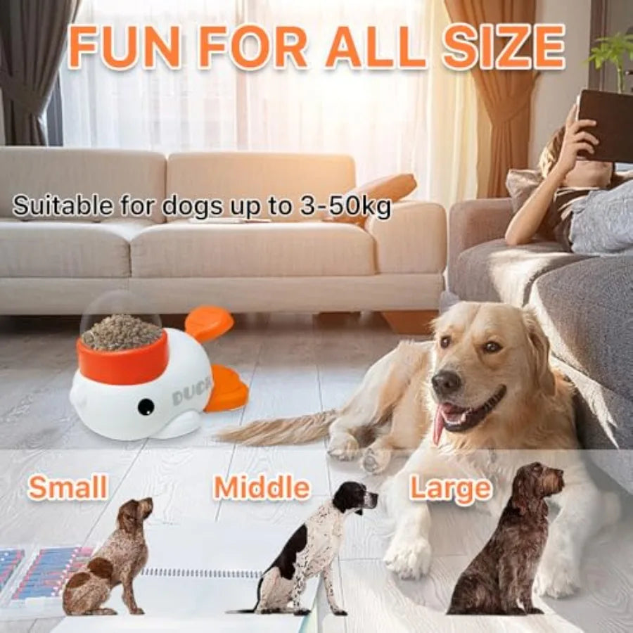 Dog Slow Feeder Puzzle Toy 2in1 Interactive Duck Shaped Puppy Treat Feeding Food Dispenser Mental Stimulation Toys for Small La