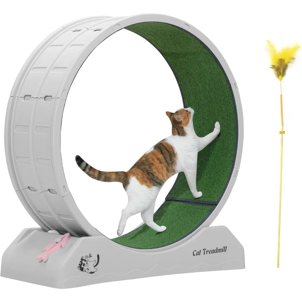 COZIWOW Cat Wheel for Indoor Cats Exercise Running Wheel Cat Treadmill with Brake & Carpeted Runway, 31.5 Inch Easy to Install &