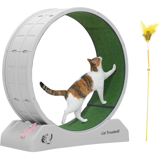 COZIWOW Cat Wheel for Indoor Cats Exercise Running Wheel Cat Treadmill with Brake & Carpeted Runway, 31.5 Inch Easy to Install &