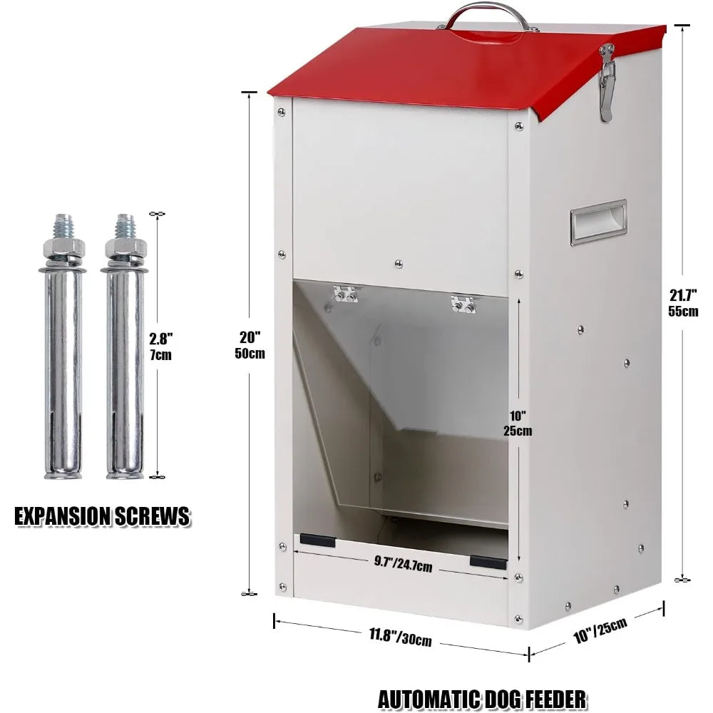 Automatic Dog Feeder Large Breed Dog Food Dispenser for Large Dogs, 25lbs Outdoor Pets Feeder