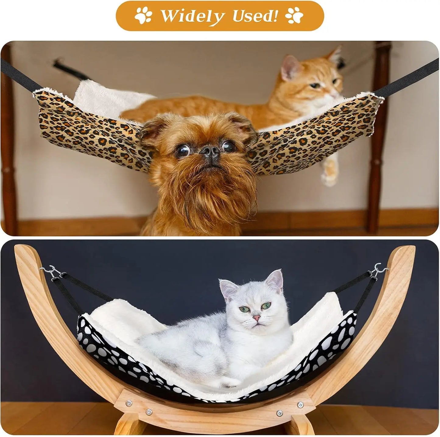 2-Pack Reversible Pet Hammock for Cage – Soft Breathable Hanging Bed with Adjustable Straps & Hooks for Cats Small Dogs Rabbits
