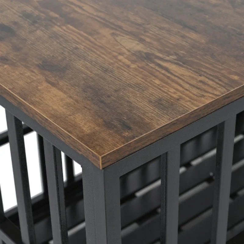 42" Heavy Duty Dog Crate for Large Medium Dogs, Furniture Style cage with 4 Lockable Wheels and 2 Locks, Decorative Pet House Wo