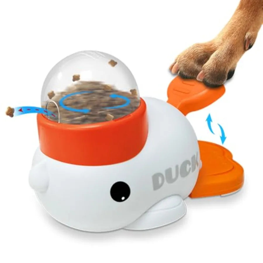 Dog Slow Feeder Puzzle Toy 2in1 Interactive Duck Shaped Puppy Treat Feeding Food Dispenser Mental Stimulation Toys for Small La
