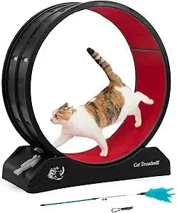 COZIWOW Cat Wheel for Indoor Cats Exercise Running Wheel Cat Treadmill with Brake & Carpeted Runway, 31.5 Inch Easy to Install &