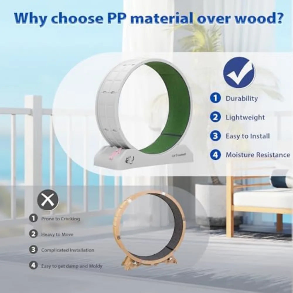 COZIWOW Cat Wheel for Indoor Cats Exercise Running Wheel Cat Treadmill with Brake & Carpeted Runway, 31.5 Inch Easy to Install &