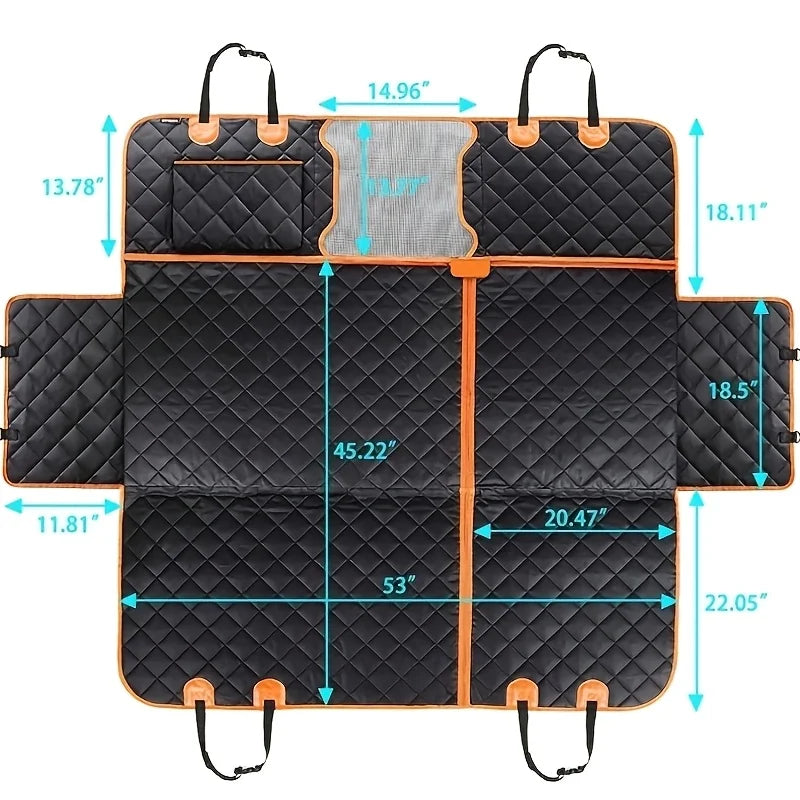 Pet Car Seat Cushion 5-in-1 Convertible Dog Car Seat Cover For Rear Seat 60/40 Split Dog Seat Cover For Car Anti Slip Dog Hammoc