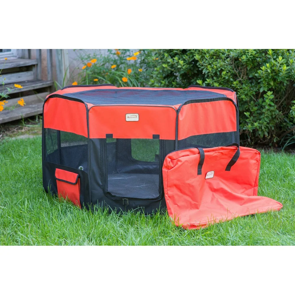 Portable Pet Playpen Indoor Outdoor Lightweight Durable Foldable Pet Pen with Mesh Vents Carry Bag Dogs Cats Puppies Kittens