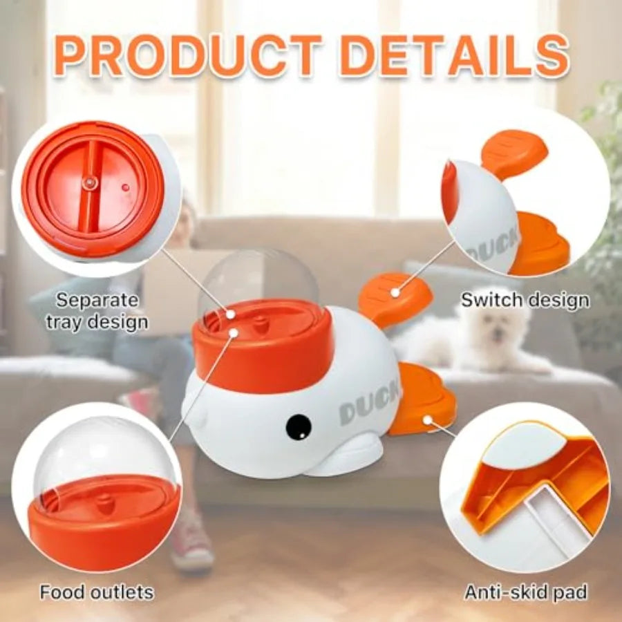 Dog Slow Feeder Puzzle Toy 2in1 Interactive Duck Shaped Puppy Treat Feeding Food Dispenser Mental Stimulation Toys for Small La
