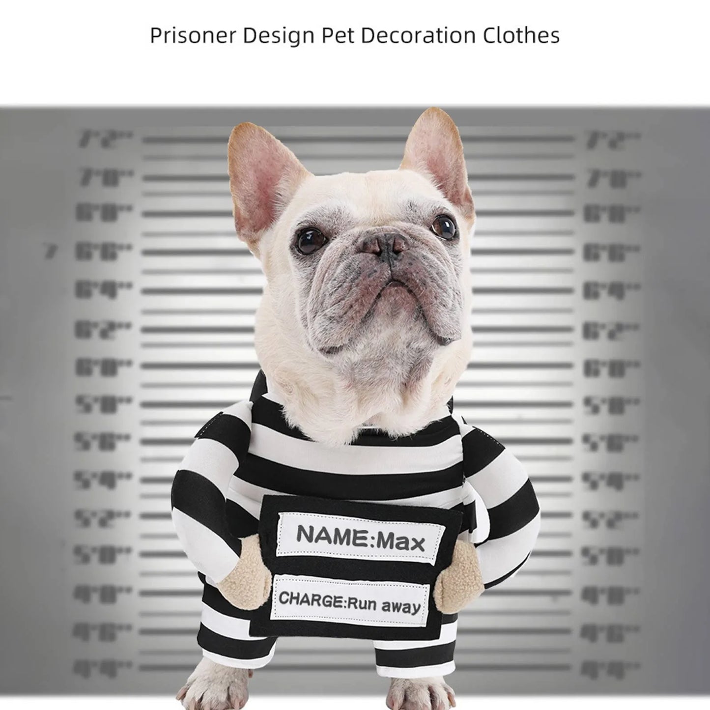 Pet Dog Prison Costume Funny Transformation Striped Prisoner Dog Clothes Party Dress Up Cute Animal Costume With Id Tag