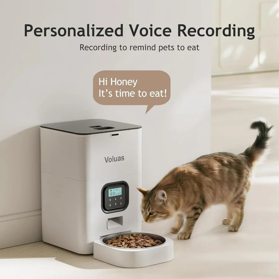 Automatic Timed Pet Feeder for Cats and Dogs with Programmable Portion Control 4 Daily Meals Schedule Dry Food Dispenser Featur