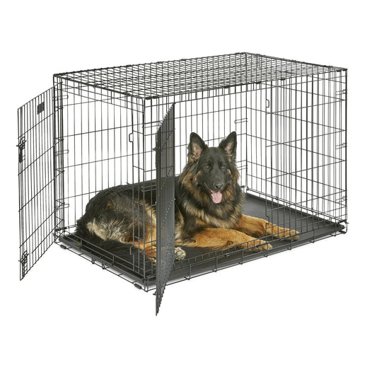 MidWest Single/Double Door iCrate Metal Dog Crate, Includes Leak-Proof Pan, Divider Panel; 22/24/30/36/42/48-inch