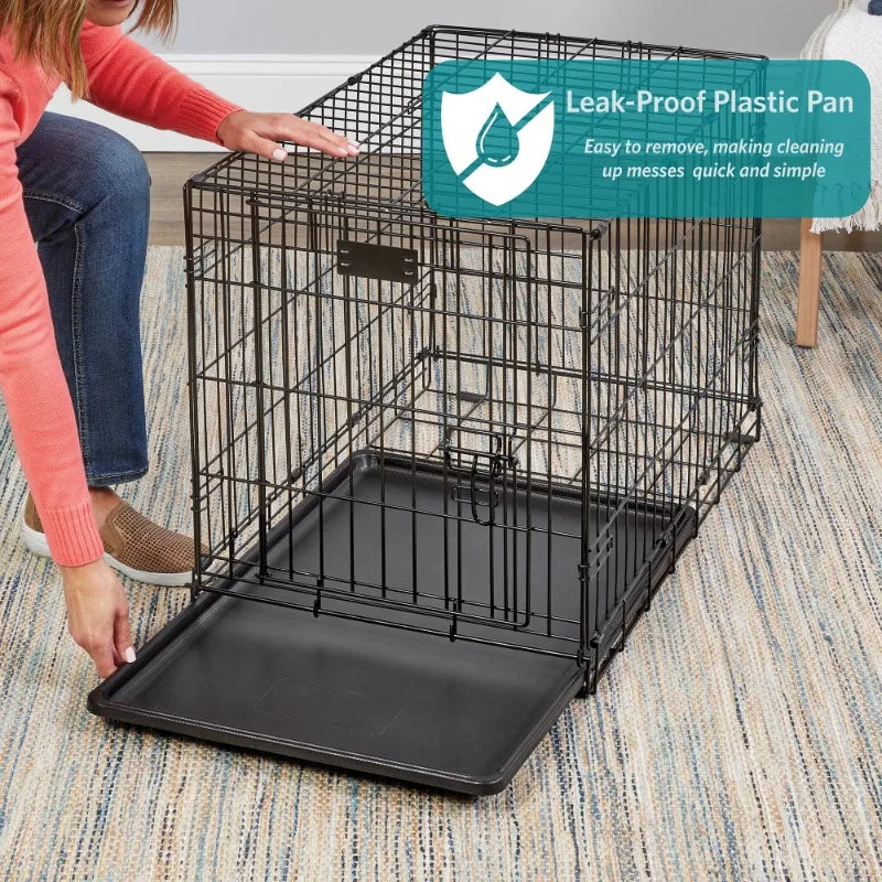 MidWest Single/Double Door iCrate Metal Dog Crate, Includes Leak-Proof Pan, Divider Panel; 22/24/30/36/42/48-inch