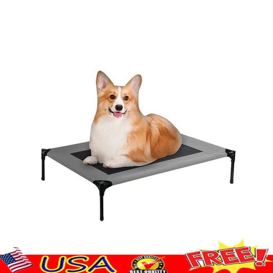 Elevated Pet Dog Cot Cooling Air Flow Supportive Indoor Outdoor Travel Bed Weather Resistant Chew Resistant Easy Clean 150lbs