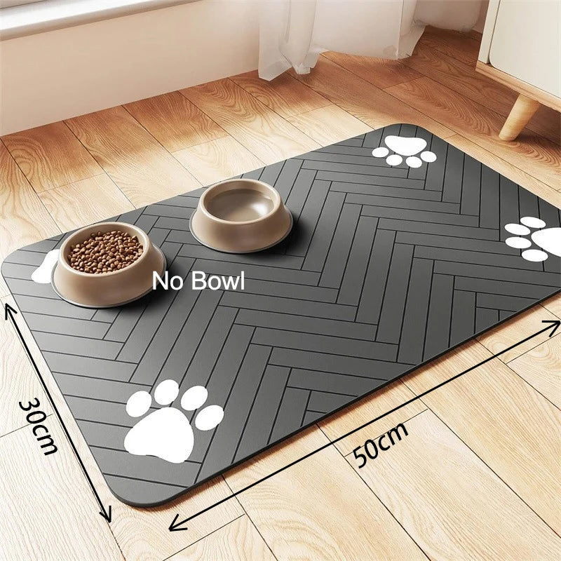 Pet Feeding Mat Water Absorbing Silicone Pet Placemat for Cats Dogs Quick-dry Non-Slip Puppy Feeder Tray Water Cushion Placemat