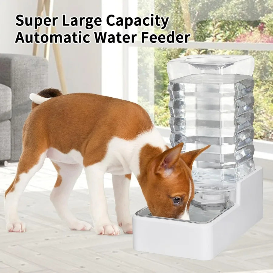 Automatic Pet Water Dispenser with 9L GravityFed Stainless Steel Bowl for Dogs and Cats BPAFree Large Capacity White Feeder Ide