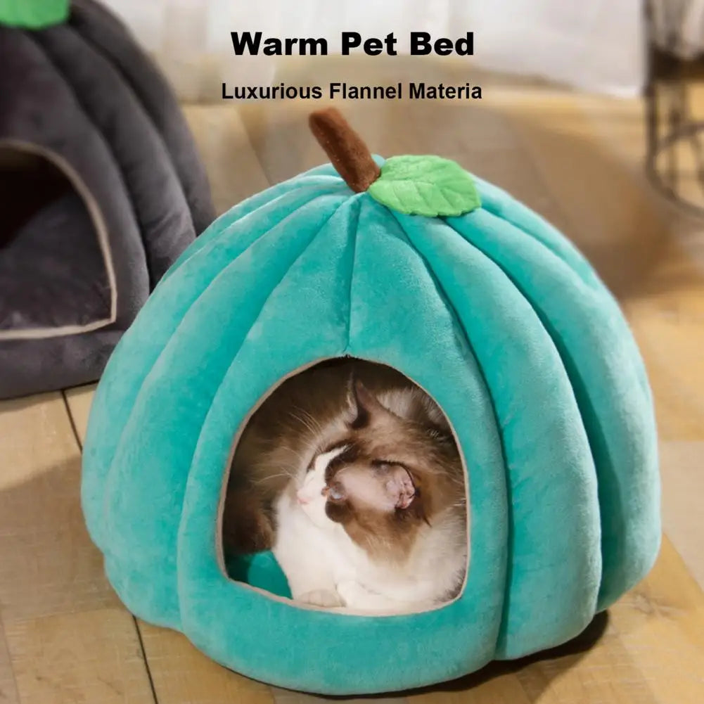 Semi-Enclosed Pet Bed Comfort Stable Anti-Slip Pumpkin Pet Tent Cat House Soft And Cozy Pet Bed For Small Medium Dogs Cats