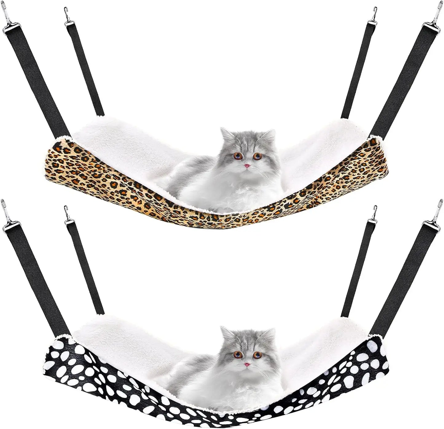 2-Pack Reversible Pet Hammock for Cage – Soft Breathable Hanging Bed with Adjustable Straps & Hooks for Cats Small Dogs Rabbits