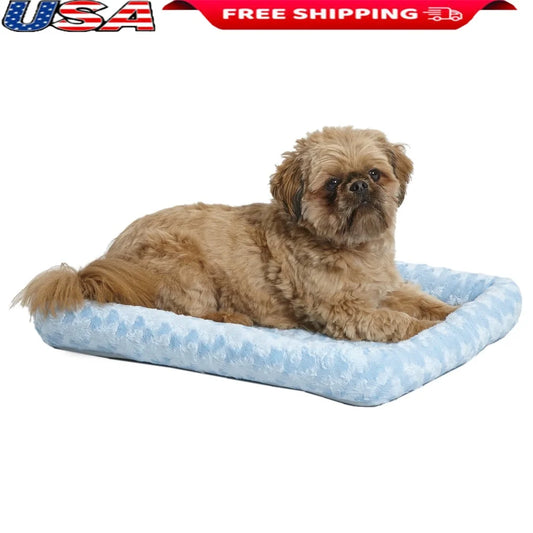Comfortable Pet Bed Dogs Cats 24 Inch Crate Mat Plush Bolster Cushion Machine Washable Travel Friendly Ideal Crates Carriers