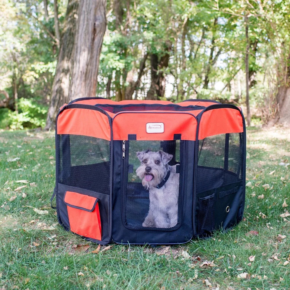 Portable Pet Playpen Indoor Outdoor Lightweight Durable Foldable Pet Pen with Mesh Vents Carry Bag Dogs Cats Puppies Kittens