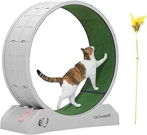 COZIWOW Cat Wheel for Indoor Cats Exercise Running Wheel Cat Treadmill with Brake & Carpeted Runway, 31.5 Inch Easy to Install &