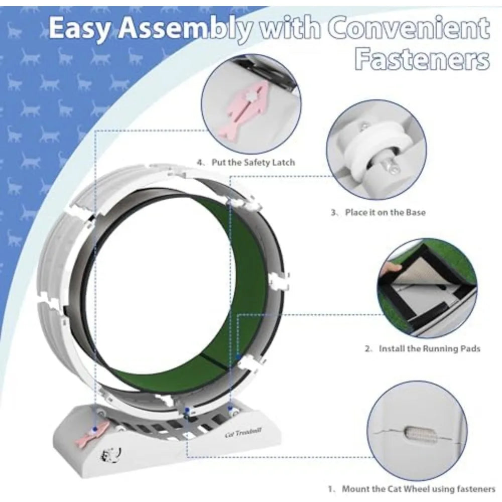 COZIWOW Cat Wheel for Indoor Cats Exercise Running Wheel Cat Treadmill with Brake & Carpeted Runway, 31.5 Inch Easy to Install &